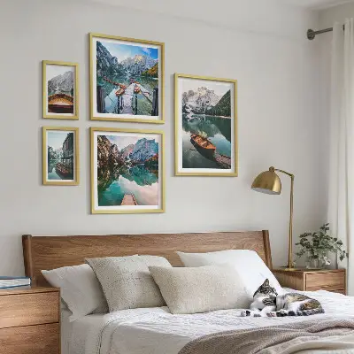 Framed photo set Tranquil lakes wooden boats