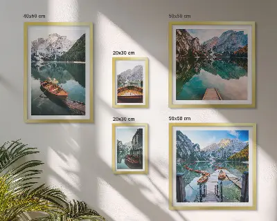 Framed photo set Tranquil lakes wooden boats
