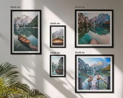 Framed photo set Tranquil lakes wooden boats