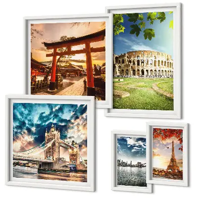 Set of 5 wall art pieces Icons of world architecture