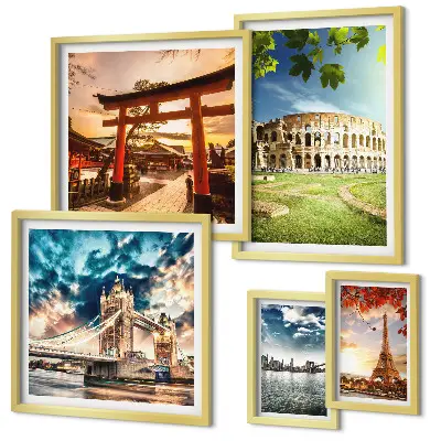 Set of 5 wall art pieces Icons of world architecture