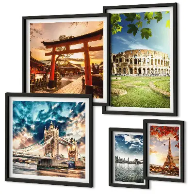 Set of 5 wall art pieces Icons of world architecture