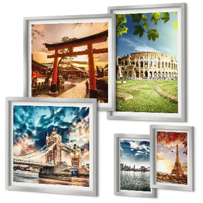 Set of 5 wall art pieces Icons of world architecture