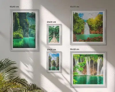 Gallery wall set tropics waterfalls green nature theme