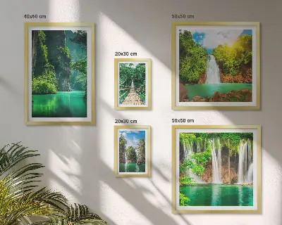 Gallery wall set tropics waterfalls green nature theme