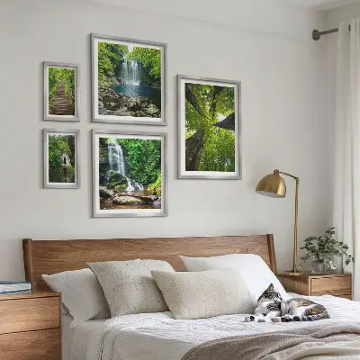 Framed photo set Green landscapes of waterfalls