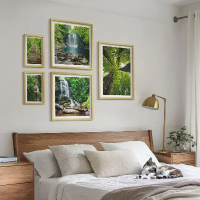 Framed photo set Green landscapes of waterfalls