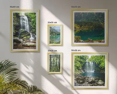 Set of 5 wall art pieces Waterfalls forest landscapes nature