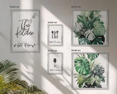 Framed photo set Kitchen plants positive slogans
