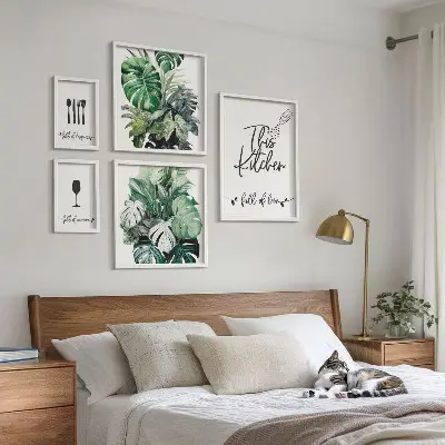 Framed photo set Kitchen plants positive slogans