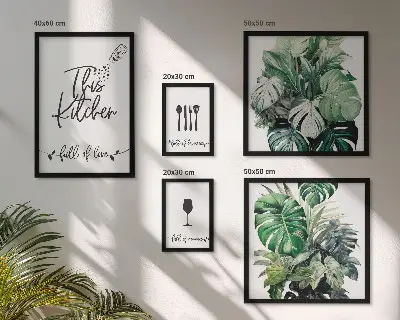 Framed photo set Kitchen plants positive slogans