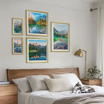 Set of 5 wall art pieces Mountain landscapes, lakes, forests