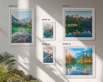 Set of 5 wall art pieces Mountain landscapes, lakes, forests