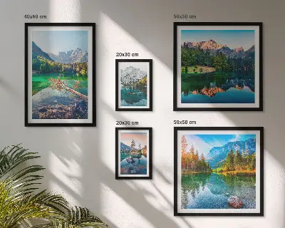 Set of 5 wall art pieces Mountain landscapes, lakes, forests