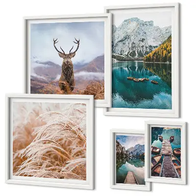 Set of 5 wall art pieces Mountain landscapes and the beauty of nature