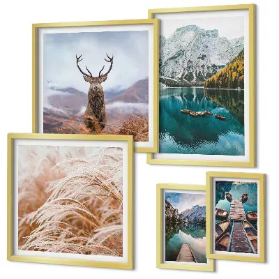 Set of 5 wall art pieces Mountain landscapes and the beauty of nature