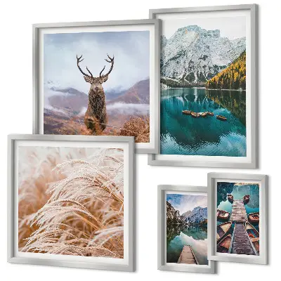 Set of 5 wall art pieces Mountain landscapes and the beauty of nature