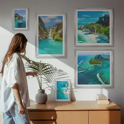 Framed photo set Tropical waterfalls and beaches