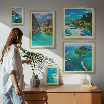 Framed photo set Tropical waterfalls and beaches