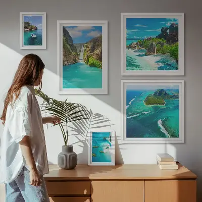 Framed photo set Tropical waterfalls and beaches