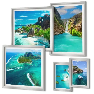 Framed photo set Tropical waterfalls and beaches