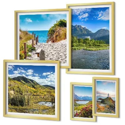 Set of 5 mountain and beach landscape wall art pieces set of five mountain and beach landscape wall art pieces