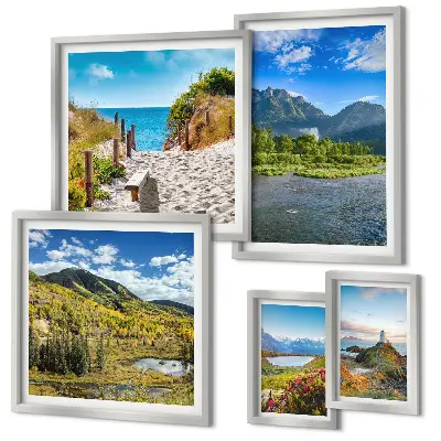 Set of 5 wall art pieces Landscapes of mountains and beaches