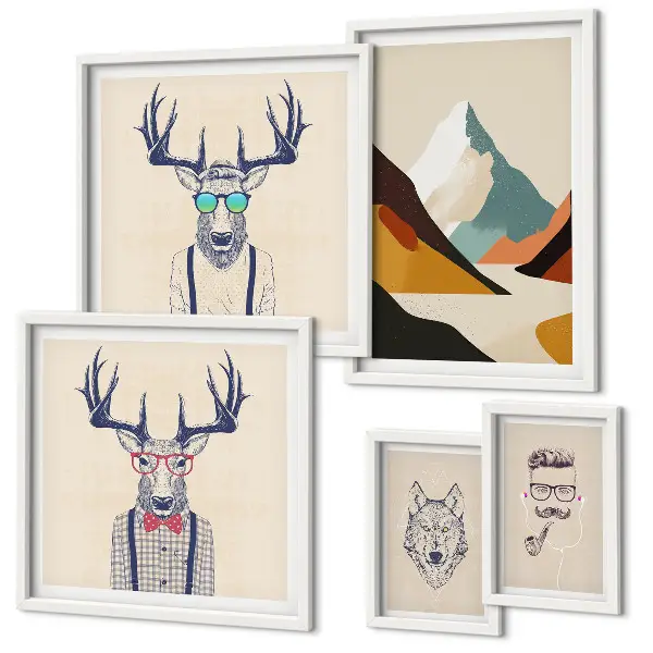 Framed photo set Stylish animal portraits