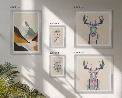 Framed photo set Stylish animal portraits