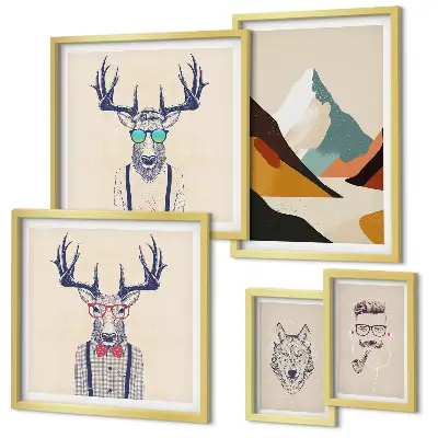 Framed photo set Stylish animal portraits