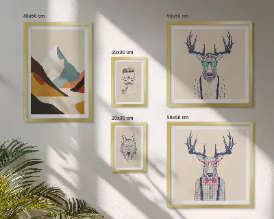 Framed photo set Stylish animal portraits