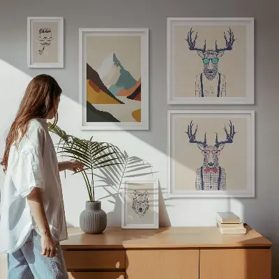 Framed photo set Stylish animal portraits