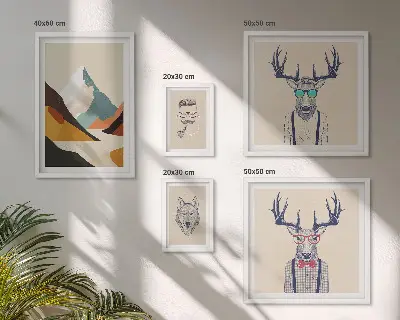 Framed photo set Stylish animal portraits