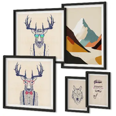 Framed photo set Stylish animal portraits