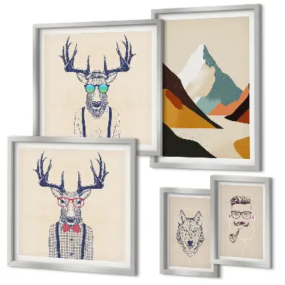 Framed photo set Stylish animal portraits