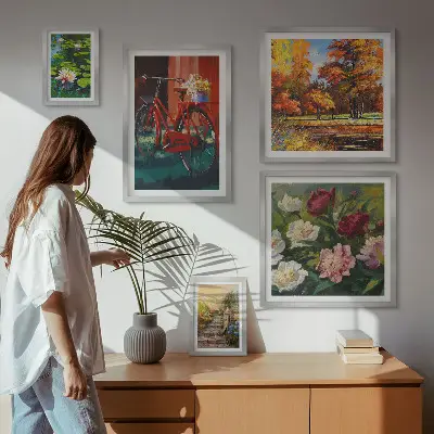 Flower bikes wall art set of 5 pieces
