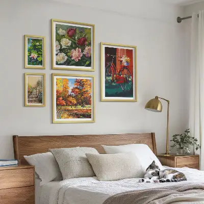 Flower bikes wall art set of 5 pieces