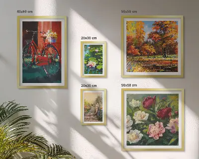 Flower bikes wall art set of 5 pieces