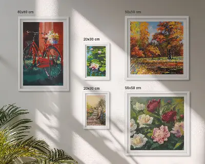 Flower bikes wall art set of 5 pieces