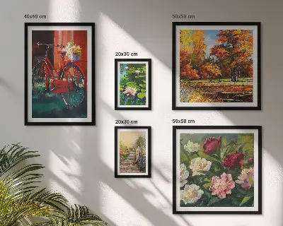 Flower bikes wall art set of 5 pieces
