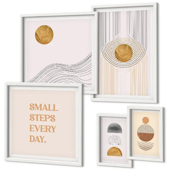 Framed photo set Abstract geometric texts