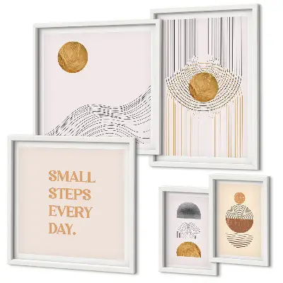 Framed photo set Abstract geometric texts