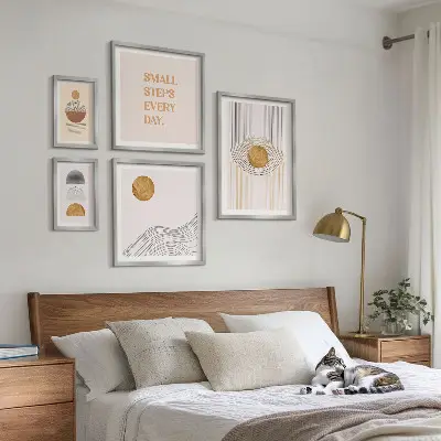 Framed photo set Abstract geometric texts
