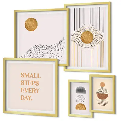 Framed photo set Abstract geometric texts