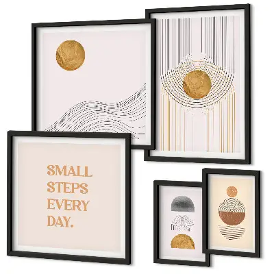 Framed photo set Abstract geometric texts