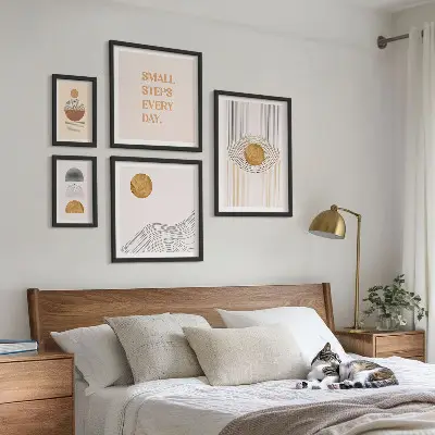 Framed photo set Abstract geometric texts