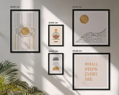 Framed photo set Abstract geometric texts