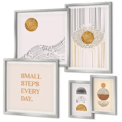 Framed photo set Abstract geometric texts