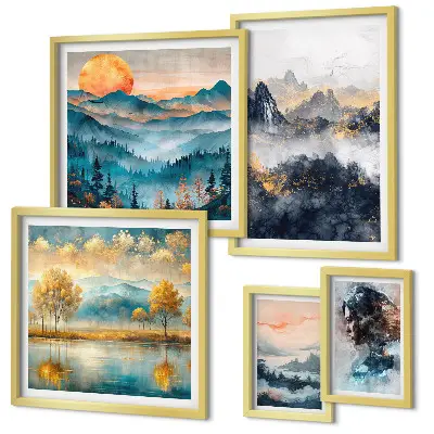 Framed photo set Mountain landscapes and portraits