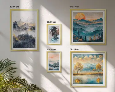 Framed photo set Mountain landscapes and portraits